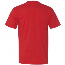 Bayside 3015 Union-Made Short Sleeve T-Shirt with a Pocket - Red