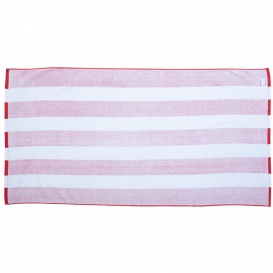 Carmel Towel Company C3060S Cabana Stripe Velour Beach Towel - Red