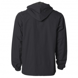 Independent Trading Co. EXP95NB Water Resistant Hooded Windbreaker- Black/Black