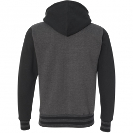 Independent Trading Co. IND45UVZ Unisex Varsity Full-Zip Hooded Sweatshirt - Charcoal Heather/Black