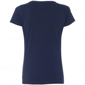 LAT 3507 Women's V-Neck Fine Jersey Tee - Navy