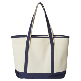 OAD OAD103 Promotional Heavyweight Large Beach Tote - Natural/Navy