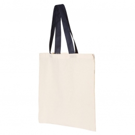 OAD OAD105 Contrast Color Handle Tote - Natural/Navy