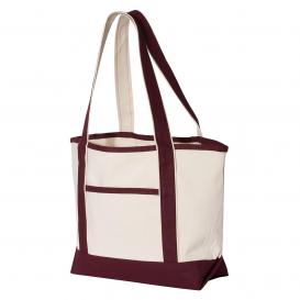 Q-Tees Q125800 20L Small Deluxe Tote - Natural/Maroon