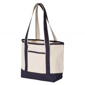 Q-Tees Q125800 20L Small Deluxe Tote - Natural/Navy