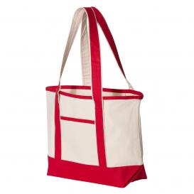 Q-Tees Q125800 20L Small Deluxe Tote - Natural/Red