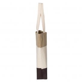 Q-Tees Q125900 11L Tri-Color Tote - Chocolate/Natural/Khaki