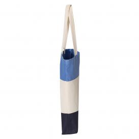Q-Tees Q125900 11L Tri-Color Tote - Navy/Natural/Carolina Blue