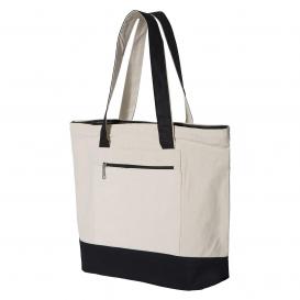 Q-Tees Q1300 19L Zippered Tote - Natural/Black