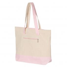 Q-Tees Q1300 19L Zippered Tote - Natural/Light Pink