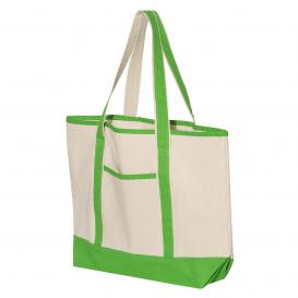 Q-Tees Q1500 34.6L Large Canvas Deluxe Tote - Natural/Lime