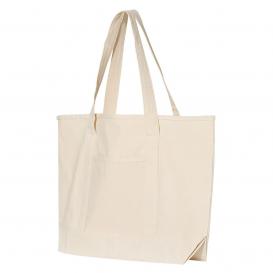 Q-Tees Q1500 34.6L Large Canvas Deluxe Tote - Natural/Natural