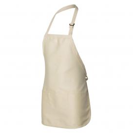 Q-Tees Q4250 Full-Length Apron with Pouch Pocket - Natural