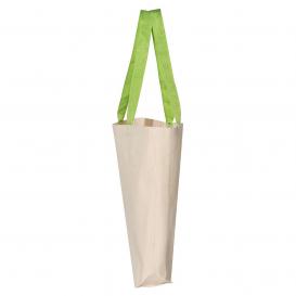 Q-Tees Q4400 11L Canvas Tote with Contrast-Color Handles - Natural/Lime