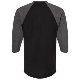 Tultex 245 Unisex Fine Jersey Raglan T-Shirt - Black/Heather Charcoal