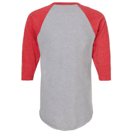 Tultex 245 Unisex Fine Jersey Raglan T-Shirt - Heather Grey/Heather Red