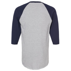 Tultex 245 Unisex Fine Jersey Raglan T-Shirt - Heather Grey/Navy