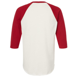 Tultex 245 Unisex Fine Jersey Raglan T-Shirt - Vintage White/Rio Red