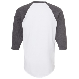 Tultex 245 Unisex Fine Jersey Raglan T-Shirt - White/Heather Charcoal