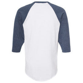 Tultex 245 Unisex Fine Jersey Raglan T-Shirt - White/Heather Denim