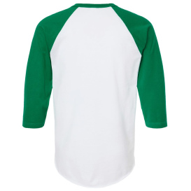 Tultex 245 Unisex Fine Jersey Raglan T-Shirt - White/Kelly