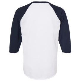 Tultex 245 Unisex Fine Jersey Raglan T-Shirt - White/Navy