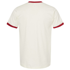 Tultex 246 Unisex Fine Jersey Ringer T-Shirt - Vintage White/Rio Red