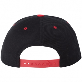 YP Classics 6089M Wool Blend Flat Bill Snapback Cap - Black/Red