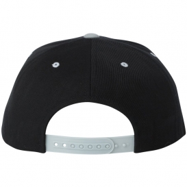 YP Classics 6089M Wool Blend Flat Bill Snapback Cap - Black/Silver