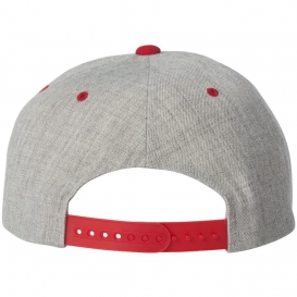 YP Classics 6089M Wool Blend Flat Bill Snapback Cap - Heather Grey/Red