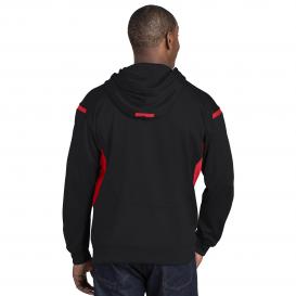 Sport-Tek F246 Tech Fleece Hooded Sweatshirt - Black/True Red