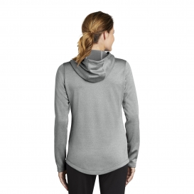 Sport-Tek LST264 Ladies PosiCharge Sport-Wick Heather Fleece Hooded Pullover - Dark Silver Heather