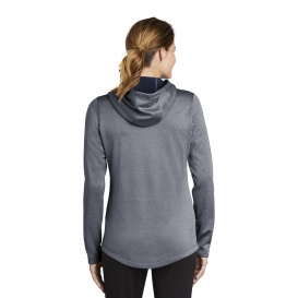 Sport-Tek LST264 Ladies PosiCharge Sport-Wick Heather Fleece Hooded Pullover - True Navy Heather