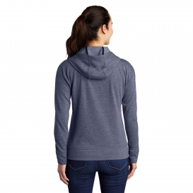 Sport-Tek LST293 Ladies PosiCharge Tri-Blend Wicking Fleece Full-Zip Hooded Jacket - True Navy Heather