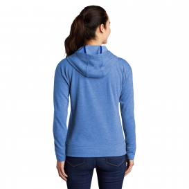 Sport-Tek LST293 Ladies PosiCharge Tri-Blend Wicking Fleece Full-Zip Hooded Jacket - True Royal Heather