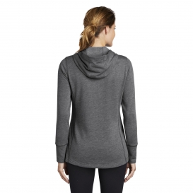 Sport-Tek LST296 Ladies PosiCharge Tri-Blend Wicking Fleece Hooded Pullover - Dark Grey Heather