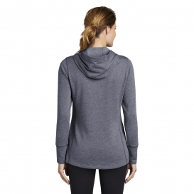 Sport-Tek LST296 Ladies PosiCharge Tri-Blend Wicking Fleece Hooded Pullover - True Navy Heather
