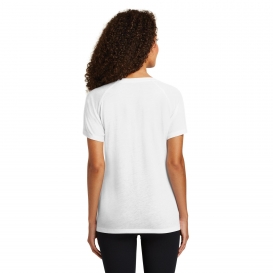 Sport-Tek LST400 Ladies PosiCharge Tri-Blend Wicking Raglan Tee - White