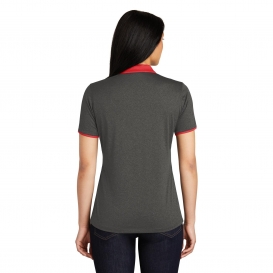 Sport-Tek LST667 Ladies Heather Contender Contrast Polo - Graphite Heather/True Red