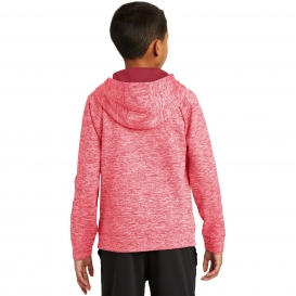 Sport-Tek YST225 Youth PosiCharge Electric Heather Fleece Hooded Pullover - Deep Red Electric