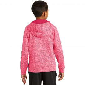 Sport-Tek YST225 Youth PosiCharge Electric Heather Fleece Hooded Pullover - Power Pink Electric