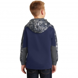 Sport-Tek YST231 Youth Sport-Wick Mineral Freeze Fleece Colorblock Hooded Pullover - True Navy/Navy