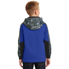 Sport-Tek YST231 Youth Sport-Wick Mineral Freeze Fleece Colorblock Hooded Pullover - True Royal/True Toyal