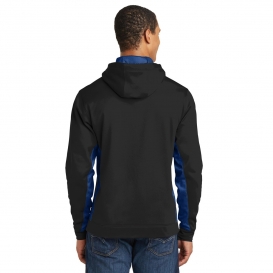 Sport-Tek ST239 Sport-Wick CamoHex Fleece Colorblock Hooded Pullover - Black/True Royal