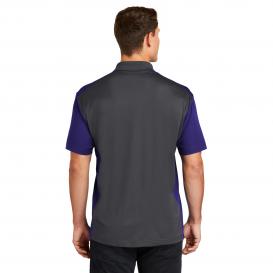 Sport-Tek ST652 Colorblock Micropique Sport-Wick Polo - Iron Grey/Purple