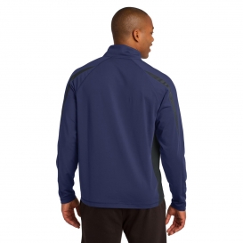 Sport-Tek ST851 Sport-Wick Stretch 1/2-Zip Colorblock Pullover - True Navy/Charcoal Grey