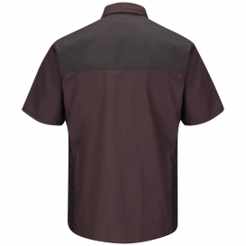 Red Kap SY40 Striped Color Block Shirt - Short Sleeve - Red/Charcoal Stripe with Navy Contrast