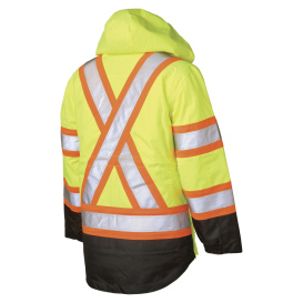 Tough Duck SJ461 Type R Class 3 Women\'s Poly Oxford 5-in-1 Safety Jacket - Yellow/Lime