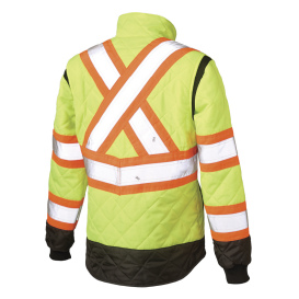 Tough Duck SJ471 Type R Class 3 Women\'s Quilted Safety Freezer Jacket - Yellow/Lime