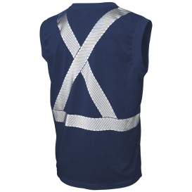 Tough Duck ST15 Type O Class 1 Polyester Jersey Sleeveless Safety Shirt - Navy